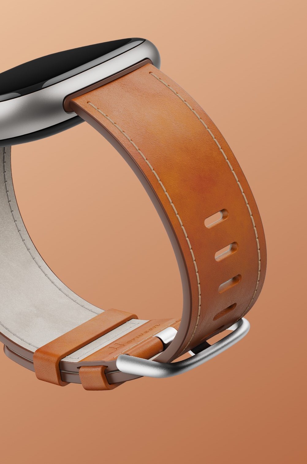 Pour Fitbit Versa 2 Bracelet en cuir à ouverture centrale